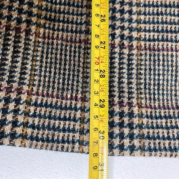 Vintage International Scene Wool Glen Plaid Suede Leather Lapel Blazer Women 14 - Picture 14 of 16